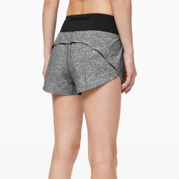 Lululemon Speed Up Short Long *4" Updated Fit Heather Lux Multi Black / Black - Picture 6 of 6